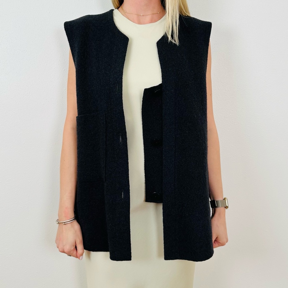 Mary Deangelis pure wool long vest sleeveless coat